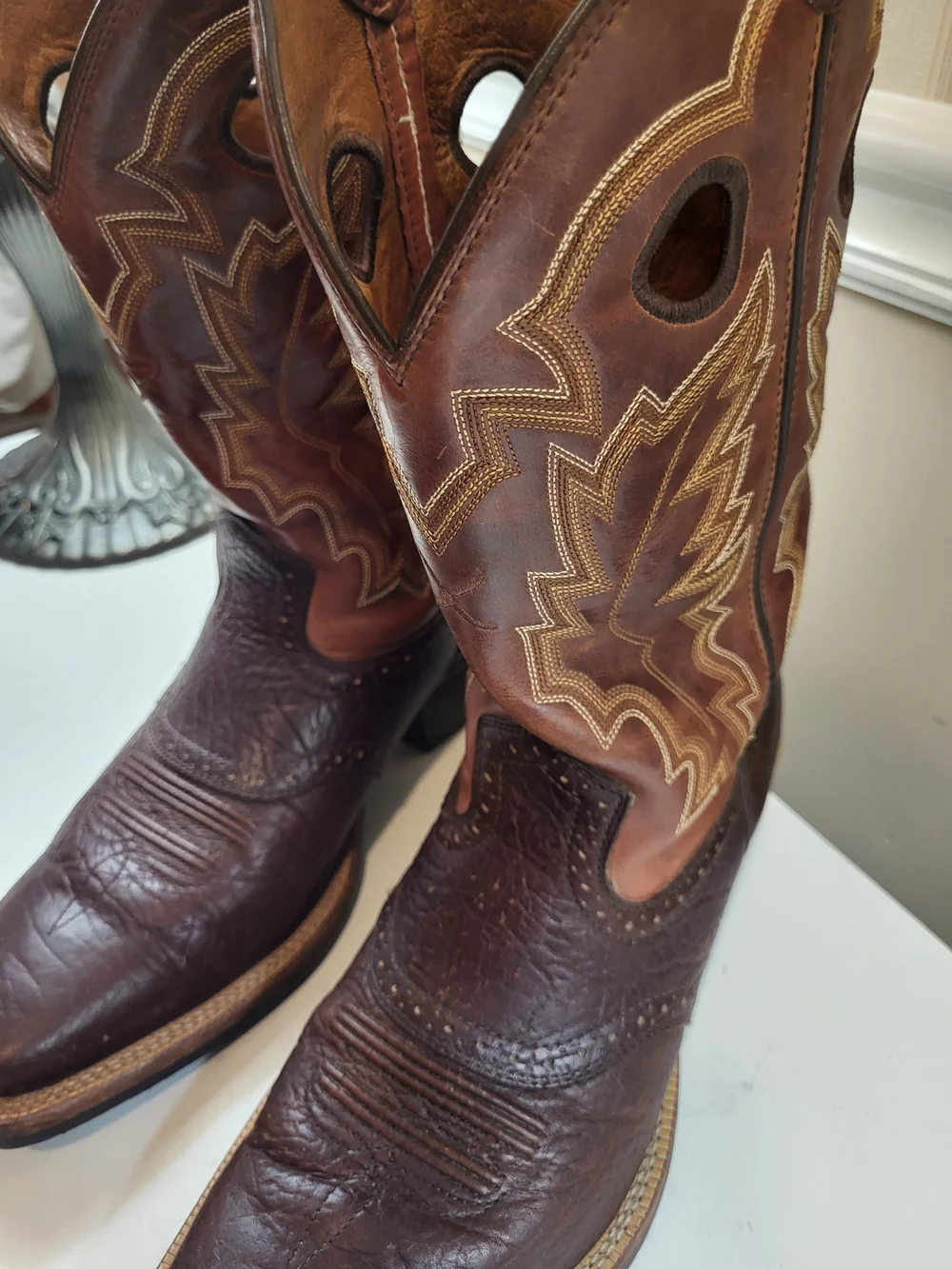 Twisted X COW DOG Brown Two-Tone Leather Western Boots, 11.5B